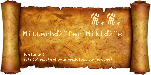 Mitterhöfer Miklós névjegykártya